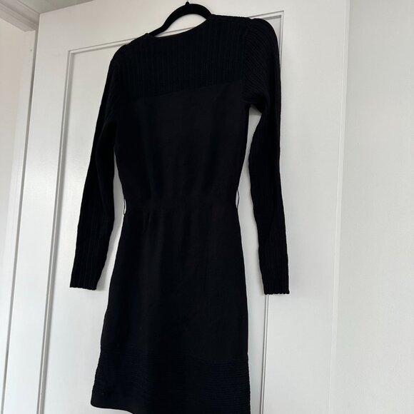 NWT Reiss Emily Knitted Mini Dress Medium in Black Collarless Front Zip w/ Belt - Picture 10 of 11